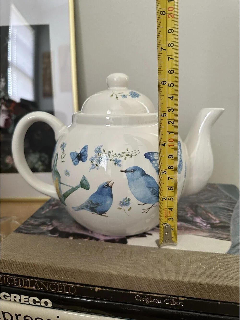 Vintage Hallmark Blue Skies Birds Cottagecore Teapot  Marjolein Bastin 1995